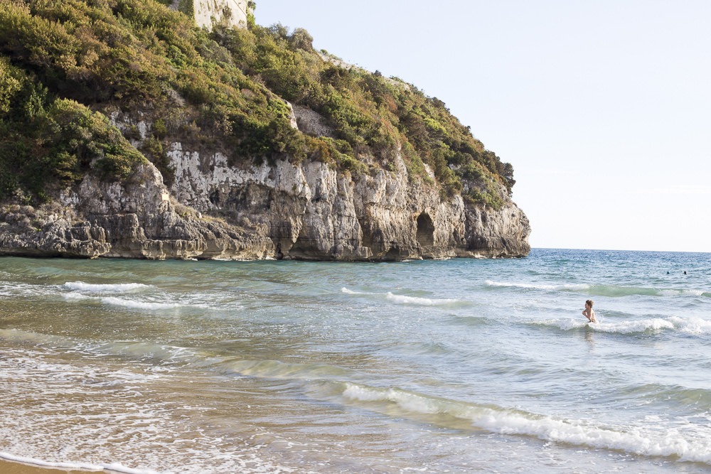 White sand beaches of Serapo beach near Gaeta in Italy, perfect for family portraits with children. Etta Images Italy